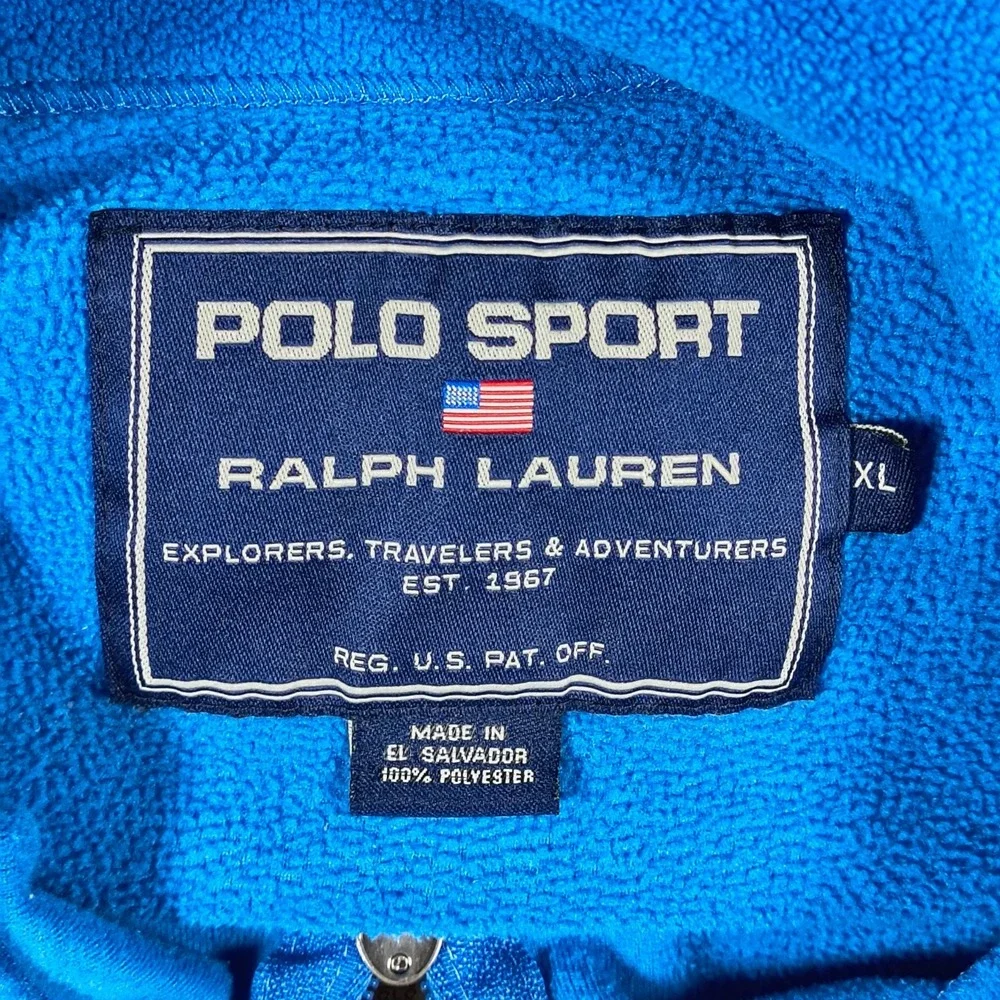 Vintage Polo Sport Sweatshirt Mens XL‎ Blue Fleece Quarter Zip Pullover Polartec
